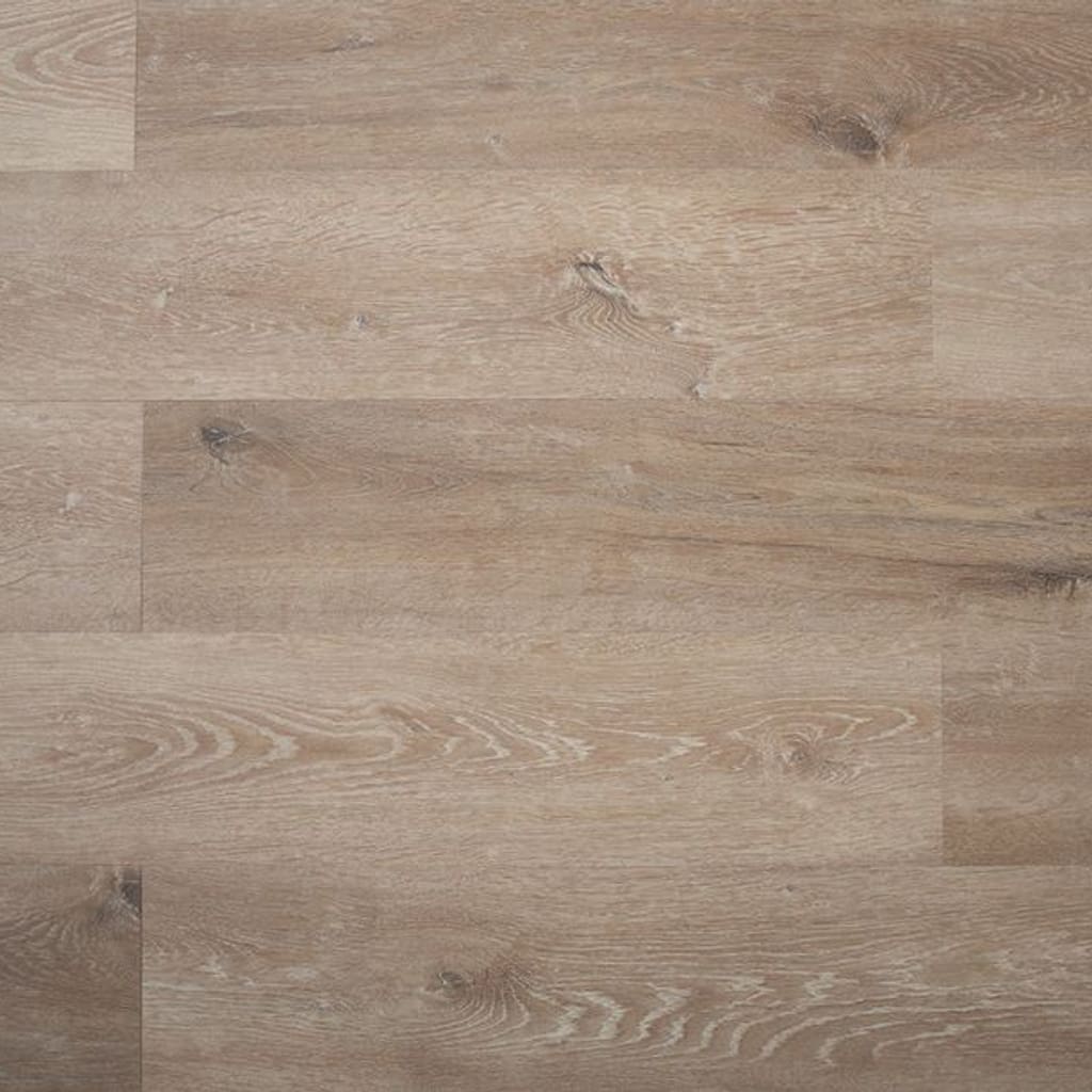 Bourton Oak smoked white oak effect rigid core SPC flooring planks showing natural grain and knots.