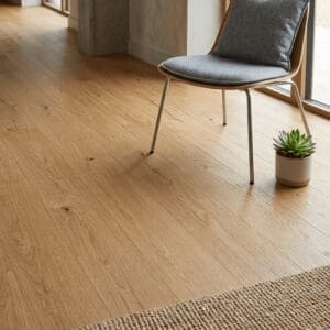 Bowdon Oak engineered oak flooring detailed view - photorealistic room shot