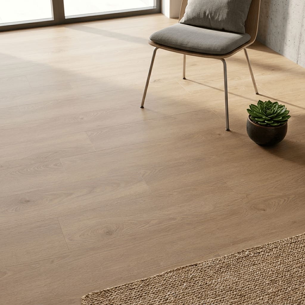 Brampton Chase Classics Limed Oak luxury vinyl flooring detailed view - photorealistic room shot