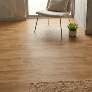 Brampton Chase Classics Manor Oak luxury vinyl flooring detailed view - photorealistic room shot