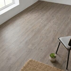 Brampton Chase Classics Oak Driftwood luxury vinyl flooring detailed view - photorealistic room shot