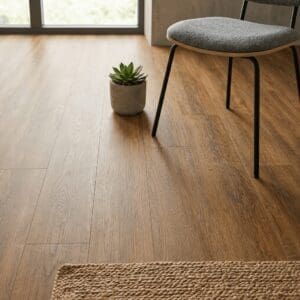 Brampton Chase Classics Royal Oak luxury vinyl flooring detailed view - photorealistic room shot
