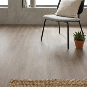 Brampton Chase Classics Silver Oak luxury vinyl flooring detailed view - photorealistic room shot