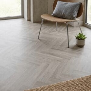 Brampton Chase Metro Trends Herringbone Manhattan luxury vinyl flooring detailed view - photorealistic room shot