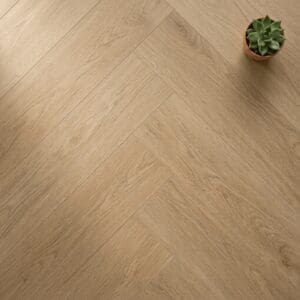 Brampton Chase Metro Trends Herringbone Mayfair luxury vinyl flooring close-up texture - photorealistic room shot