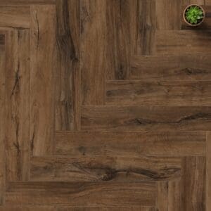 Brampton Chase Studio Designs Herringbone Chicory Haze luxury vinyl flooring close-up texture - photorealistic room shot
