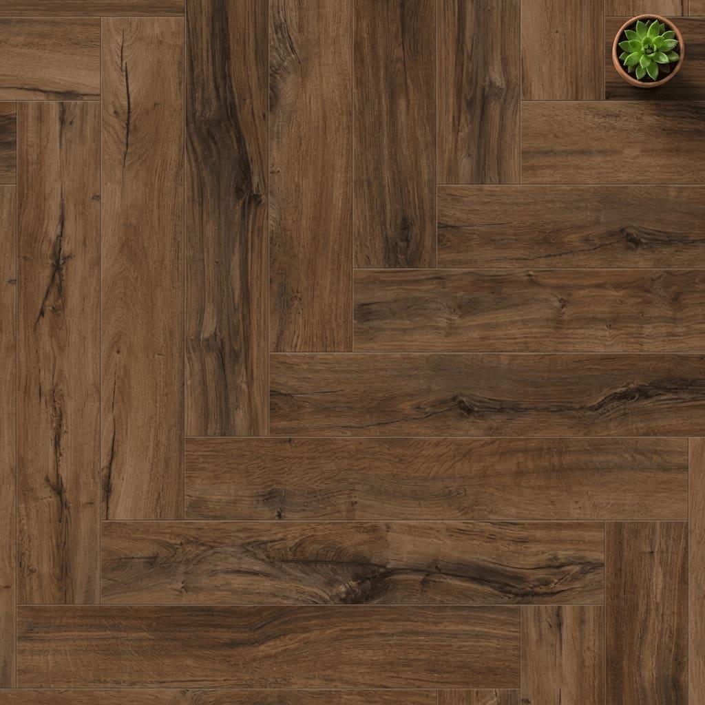 Brampton Chase Studio Designs Herringbone Chicory Haze luxury vinyl flooring close-up texture - photorealistic room shot