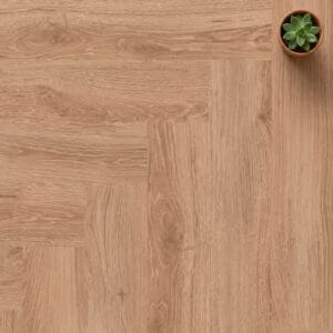Brampton Chase Studio Designs Herringbone Natural Oiled Oak luxury vinyl flooring close-up texture - photorealistic room shot