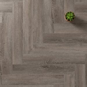 Brampton Chase Studio Designs Herringbone Urban Dusk luxury vinyl flooring close-up texture - photorealistic room shot