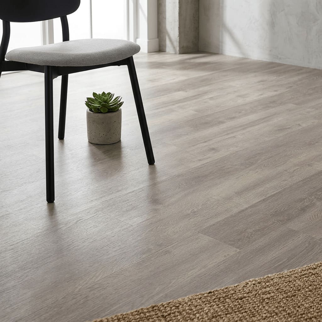 Brampton Chase Studio Designs Large Plank County Oak luxury vinyl flooring detailed view - photorealistic room shot