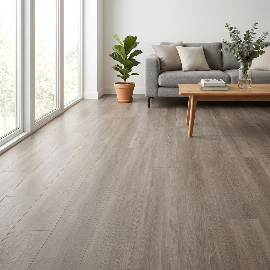 Brampton Chase Studio Designs Large Plank County Oak luxury vinyl flooring room interior - photorealistic room shot