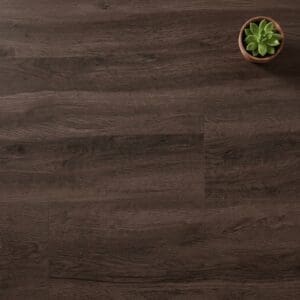 Brampton Chase Studio Designs Large Plank Dark Umber luxury vinyl flooring close-up texture - photorealistic room shot