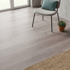 Brampton Chase Studio Designs Large Plank Heather Grey luxury vinyl flooring detailed view - photorealistic room shot