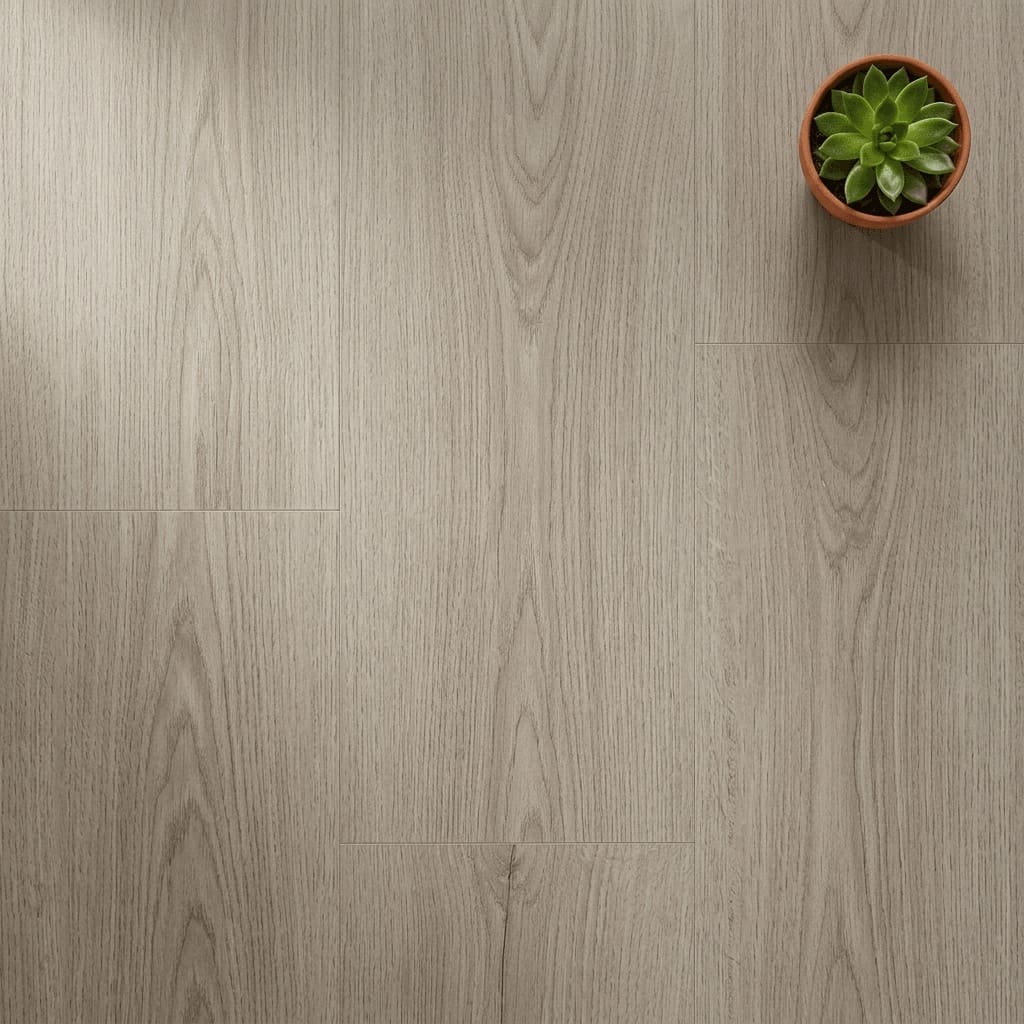 Brampton Chase Studio Designs Large Plank Pebble Shore luxury vinyl flooring close-up texture - photorealistic room shot