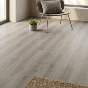 Brampton Chase Studio Designs Large Plank Pebble Shore luxury vinyl flooring detailed view - photorealistic room shot