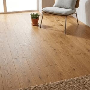 Brereton Oak engineered oak flooring detailed view - photorealistic room shot