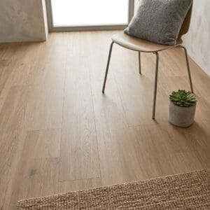 Broadway Oak luxury vinyl flooring detailed view - photorealistic room shot