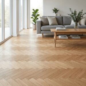 Broxton Oak Herringbone engineered oak flooring room interior - photorealistic room shot