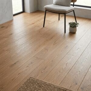 Budworth Oak engineered oak flooring detailed view - photorealistic room shot