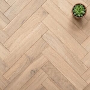 Bulkeley Oak Herringbone engineered oak flooring close-up texture - photorealistic room shot