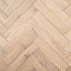 Bulkeley oak herringbone engineered wood flooring with white smoked oiled finish in a parquet pattern
