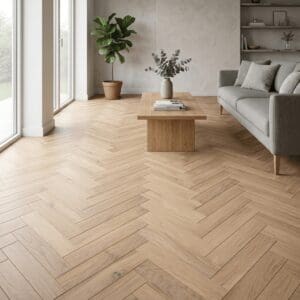 Bulkeley Oak Herringbone engineered oak flooring room interior - photorealistic room shot