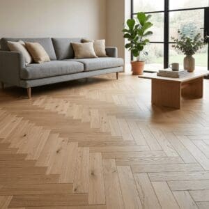 Bunbury Oak Herringbone engineered oak flooring room interior - photorealistic room shot