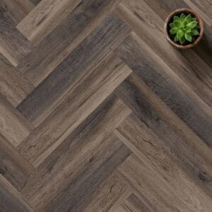 Burford Oak Herringbone luxury vinyl flooring close-up texture - photorealistic room shot