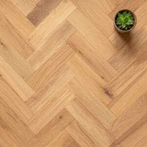 Calveley Oak Herringbone engineered oak flooring close-up texture - photorealistic room shot