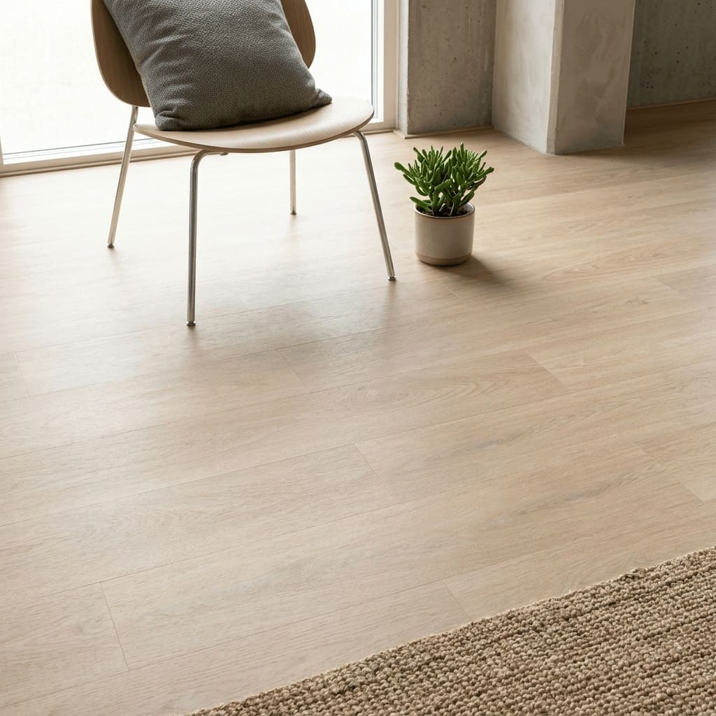 Campden Oak luxury vinyl flooring detailed view - photorealistic room shot