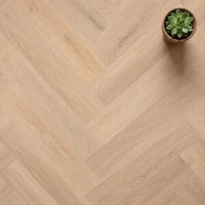 Campden Oak Herringbone luxury vinyl flooring close-up texture - photorealistic room shot