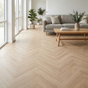 Campden Oak Herringbone luxury vinyl flooring room interior - photorealistic room shot