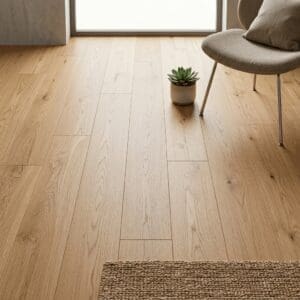 Churton Oak engineered oak flooring detailed view - photorealistic room shot