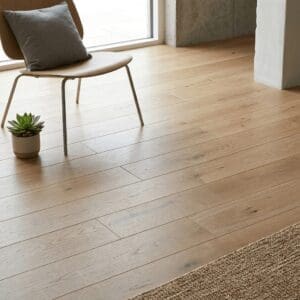 Cuddington Oak engineered oak flooring detailed view - photorealistic room shot
