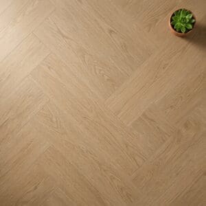 Daylesford Oak Herringbone luxury vinyl flooring close-up texture - photorealistic room shot