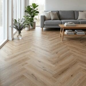 Daylesford Oak Herringbone luxury vinyl flooring room interior - photorealistic room shot