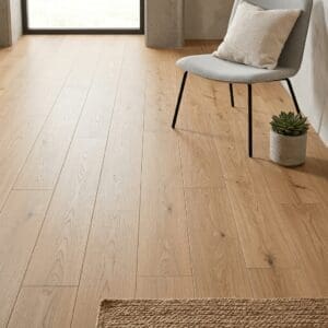 Dee Oak engineered oak flooring detailed view - photorealistic room shot
