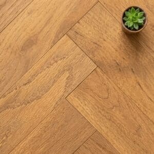 Delamere Oak Herringbone engineered oak flooring close-up texture - photorealistic room shot