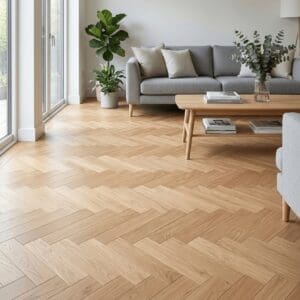 Dodleston Oak Herringbone engineered oak flooring room interior - photorealistic room shot