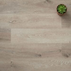 Dormy Oak luxury vinyl flooring close-up texture - photorealistic room shot