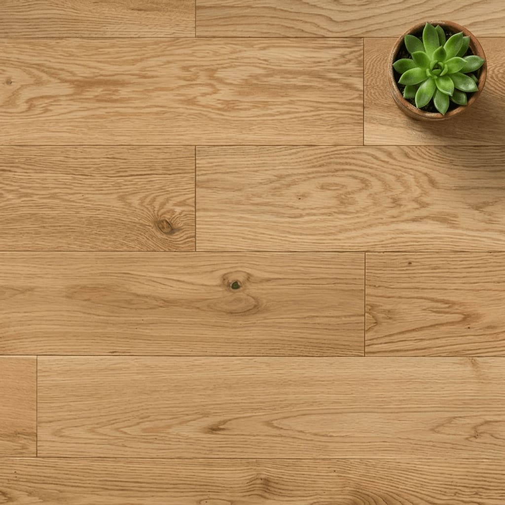 Eaton Oak engineered oak flooring close-up texture - photorealistic room shot