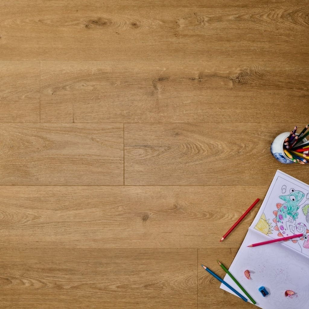 Elements Inspirations Barn Oak Plank EIP07 flooring with coloring book and pencils