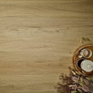 Elements Inspirations Classic Oak Plank EIP09 flooring with tray and dried flowers.