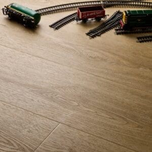 Elements Inspirations Holm Oak Plank EIP10 flooring with toy train set