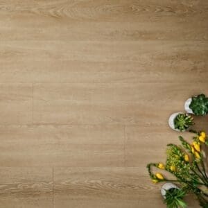 Elements Inspirations Sandy Oak Plank EIP01 luxury vinyl flooring with plants and flowers