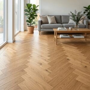 Farndon Oak Herringbone engineered oak flooring room interior - photorealistic room shot