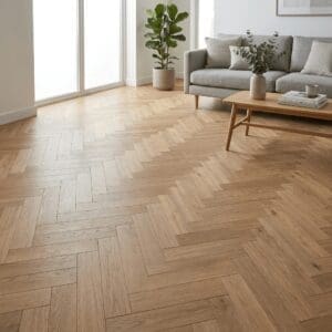 Frodsham Oak Herringbone engineered oak flooring room interior - photorealistic room shot