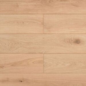 Overhead view of smooth unfinished Cholmondeley Oak engineered wood planks showing natural grain and knots.