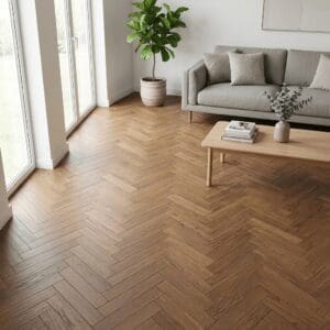 Hale Oak Herringbone engineered oak flooring room interior - photorealistic room shot