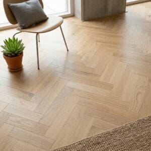 Handbridge Oak Herringbone engineered oak flooring detailed view - photorealistic room shot